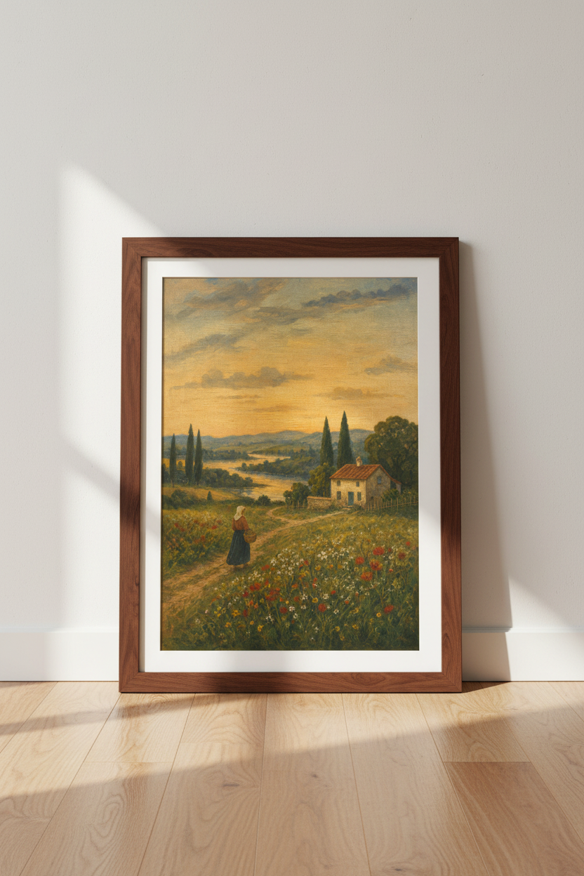 Pastoral Landscape Wall Art Print | Living Room Decor | Rustic Poster