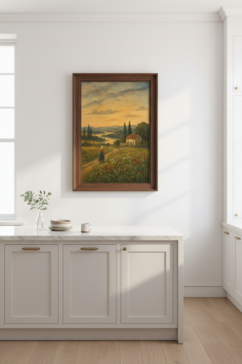 Pastoral Landscape Wall Art Print | Living Room Decor | Rustic Poster