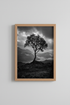 Nature Landscape Poster | Moody Black and White Tree, Mountain Valley Wall Decor