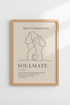 Soulmate Line Art Print | Minimalist Couple Wall Art | Beige Dictionary Poster