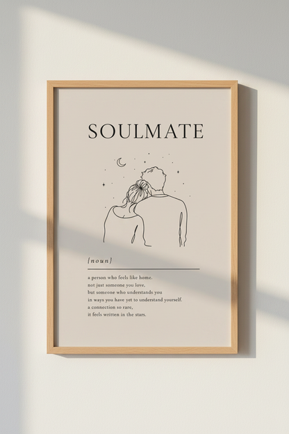 Soulmate Definition Art Print | Minimalist Line Art Poster | Romantic Bedroom Decor