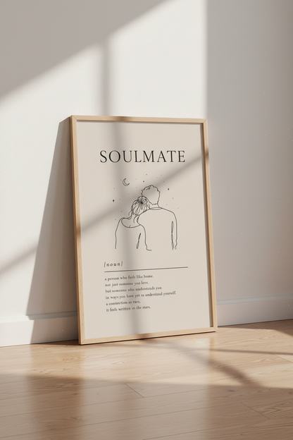 Soulmate Definition Art Print | Minimalist Line Art Poster | Romantic Bedroom Decor