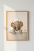 Baby Elephant Bathtub Print | Cute Safari Animal, Kids Bathroom Nursery Decor