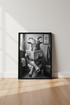 Funny Goat on Toilet Wall Art | Black & White Animal Poster, Bathroom Decor