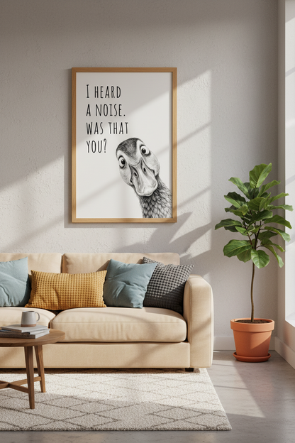 Curious Duck Sketch Wall Art | Funny Animal Poster, Minimalist Nursery Decor