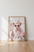 Pink Pig in Bathrobe Wall Art | Funny Bathroom Decor | Preppy Glam Poster