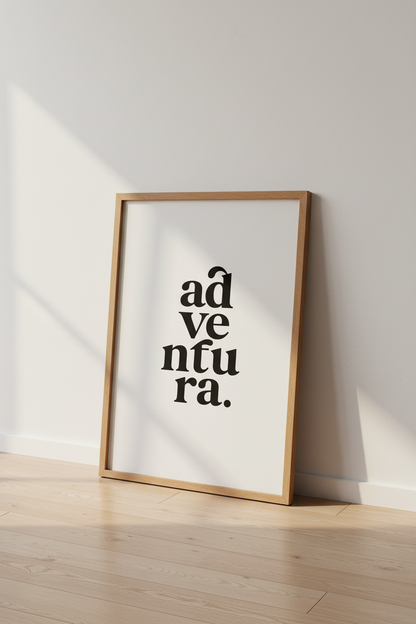 Aventura Typography Print | Minimalist Spanish Word Art, Modern Travel Decor