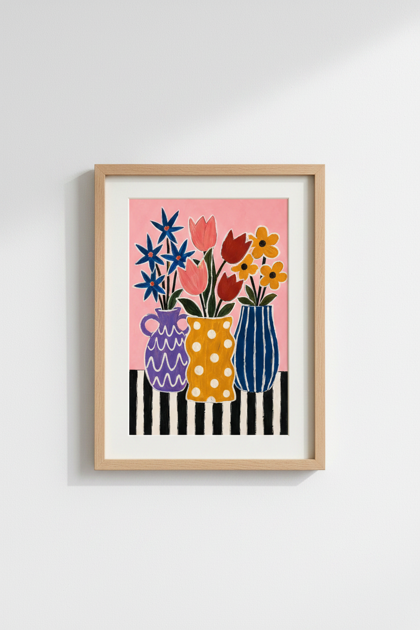 Colorful Floral Wall Art Print | Living Room Decor | Modern Poster