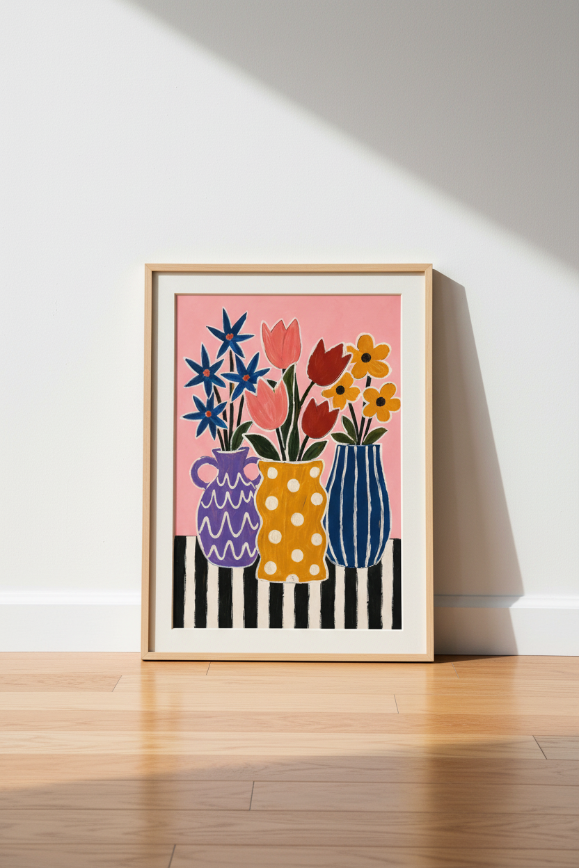 Colorful Floral Wall Art Print | Living Room Decor | Modern Poster