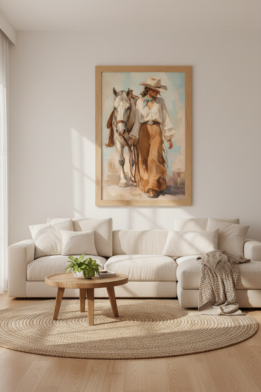 Coastal Cowgirl Wall Art | Western Horse Poster, Rustic Chic Beach House Decor