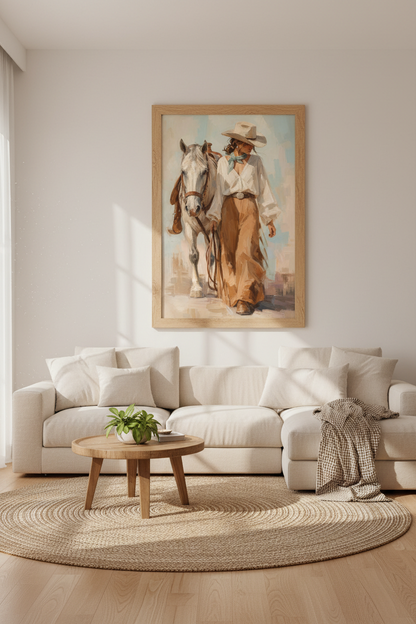 Coastal Cowgirl Wall Art | Western Horse Poster, Rustic Chic Beach House Decor