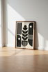 Minimalist Geometric Floral Wall Art | Black & Cream Modern Decor | Botanical Poster