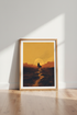 Cowboy Silhouette Sunset Wall Art | Desert Landscape, Minimalist Western Poster