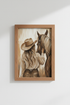 Western Cowgirl Print | Rustic Sepia Horse Poster, Farmhouse Living Room Art