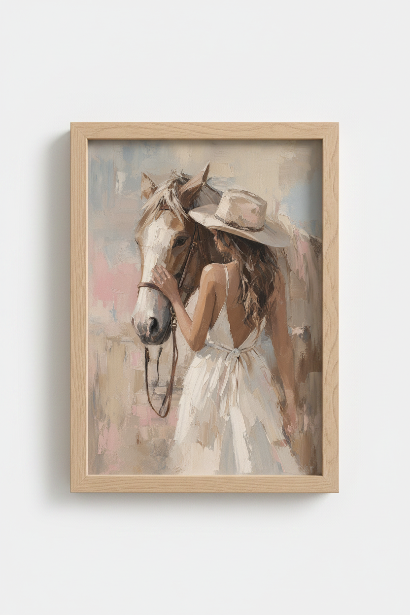 Western Horse Wall Art Print | Rustic Cowgirl Decor | Neutral Farmhouse Poster