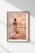 Coastal Beach Wall Art | Impressionist Sunset Poster, Pink Beach House Decor