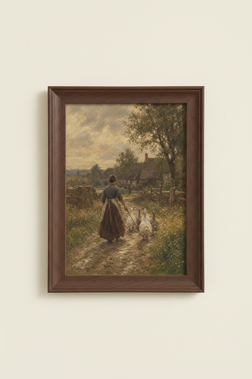 Impressionist Countryside Wall Art Print | Living Room Decor | Warm Rustic Poster