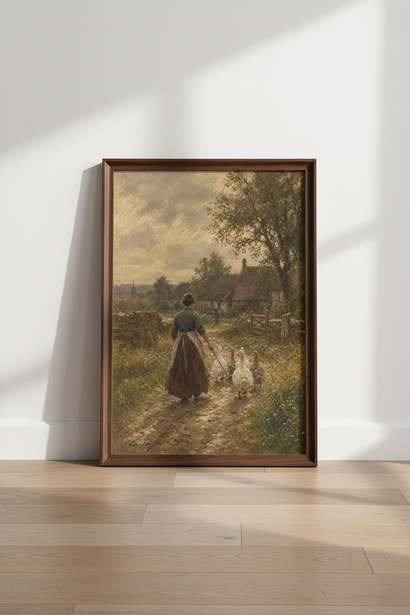 Impressionist Countryside Wall Art Print | Living Room Decor | Warm Rustic Poster