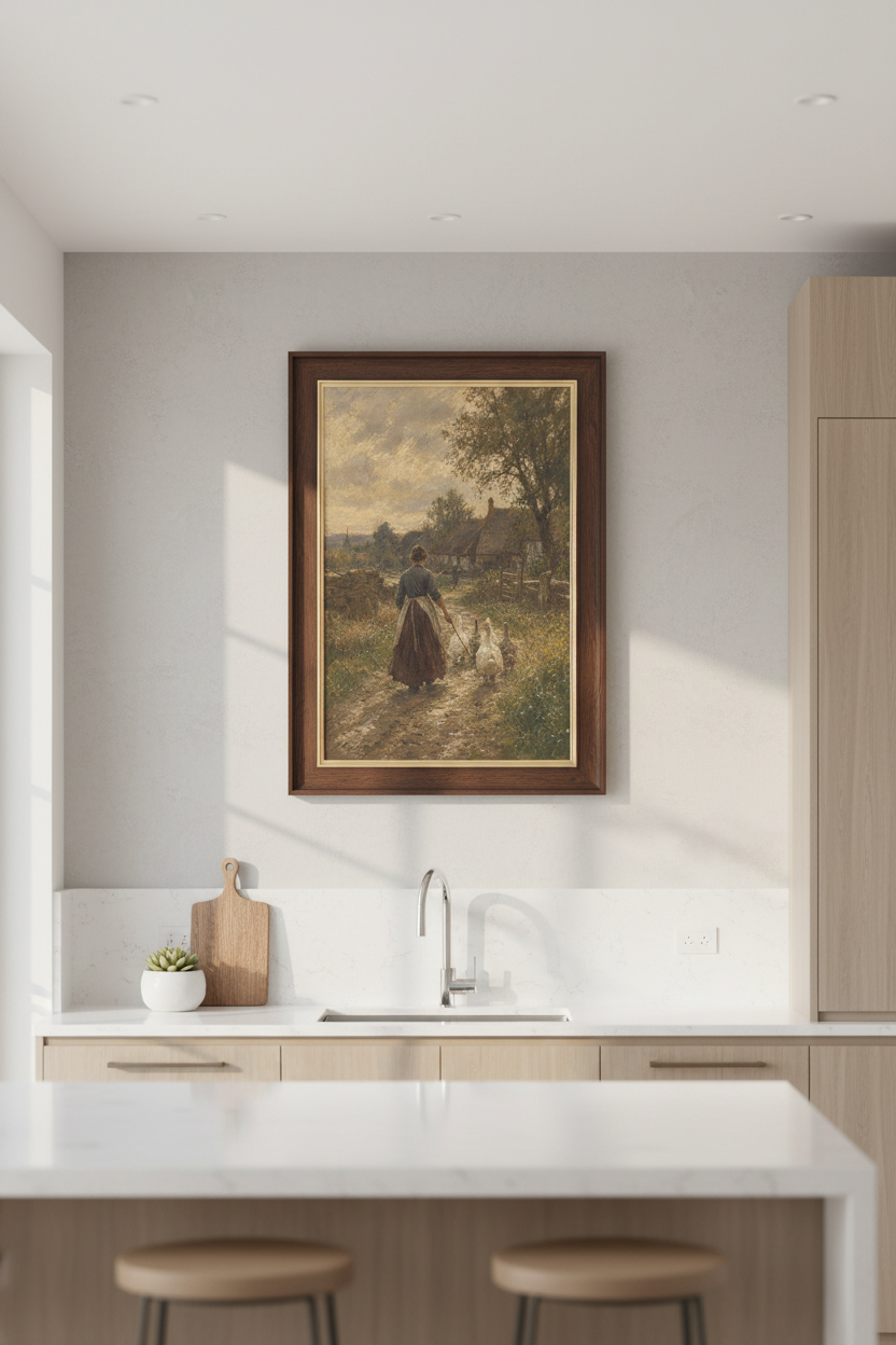Impressionist Countryside Wall Art Print | Living Room Decor | Warm Rustic Poster