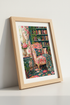 Maximalist Library Floral Wall Art | Eclectic Boho Reading Nook, Teal Pink Home Decor