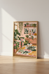 Botanical Living Room Wall Art | Pink & Green Maximalist Decor | Boho Plant Poster