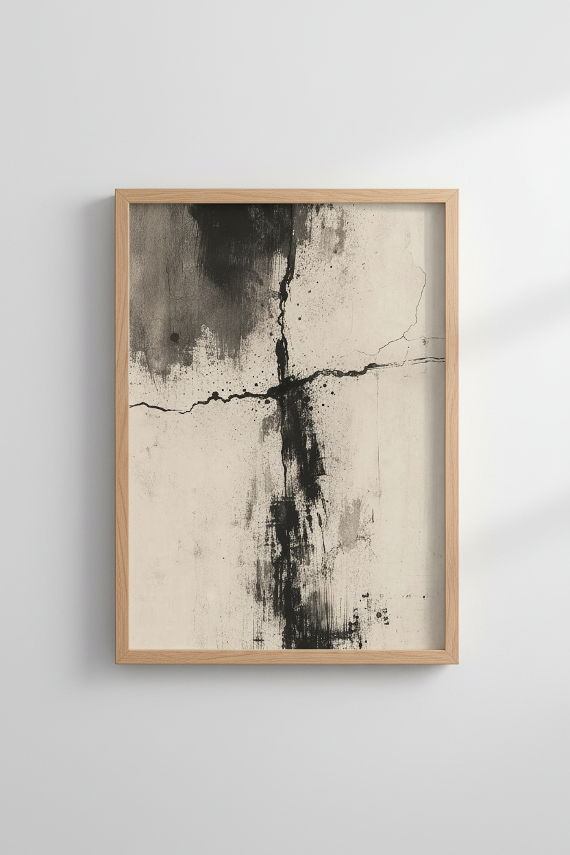 Dark Abstract Wall Art | Moody Monochrome Print, Modern Industrial Home Decor Poster