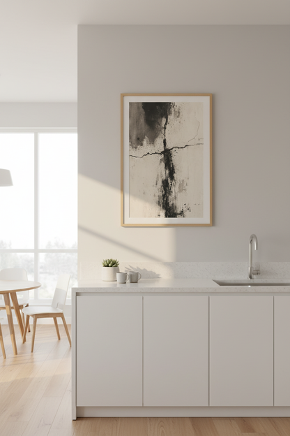 Dark Abstract Wall Art | Moody Monochrome Print, Modern Industrial Home Decor Poster