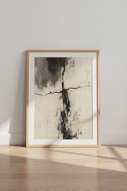 Dark Abstract Wall Art | Moody Monochrome Print, Modern Industrial Home Decor Poster