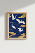 Modern Crane Wall Art Print | Living Room Decor | Gold Accent Poster