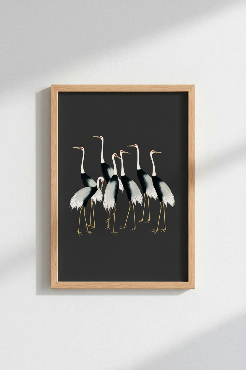 Crane Poster | Modern Neutral Tones, Living Room Decor