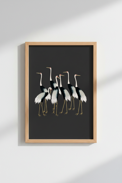 Crane Poster | Modern Neutral Tones, Living Room Decor
