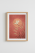 boho wall art print | Terracotta sunset, egret in flight | Living room decor