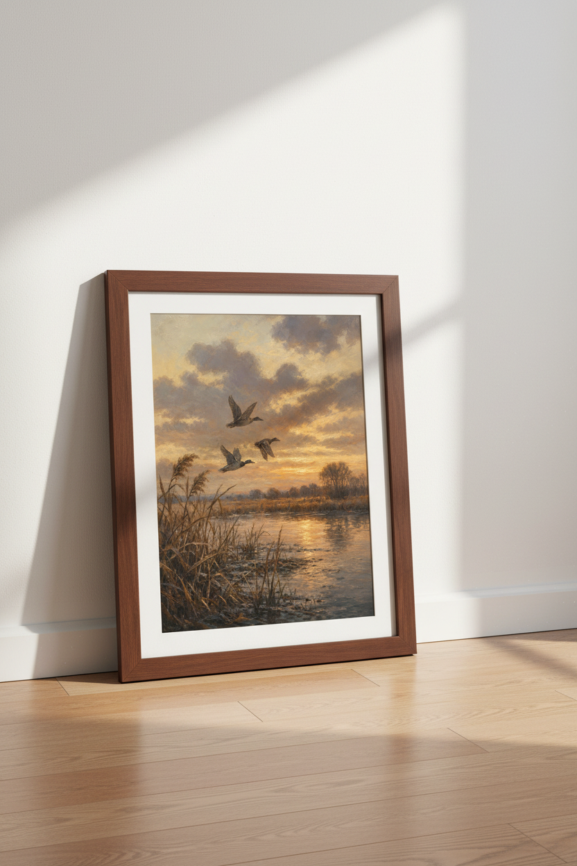 Bird Wall Art Print | Sunset Hues, Rustic Touch | Living Room Decor