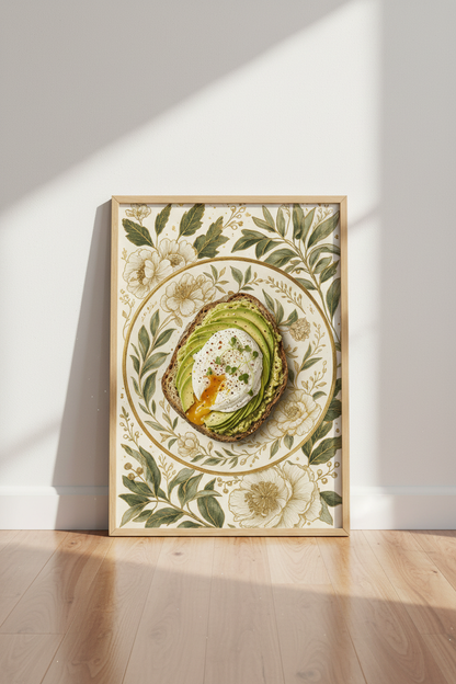 Avocado Toast Wall Art Print | Kitchen Decor | Botanical Foodie Poster