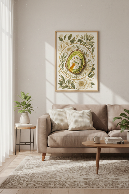 Avocado Toast Wall Art Print | Kitchen Decor | Botanical Foodie Poster