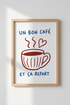 French Coffee Wall Art | Un Bon Cafe Poster, Kitchen Decor | Minimalist Print