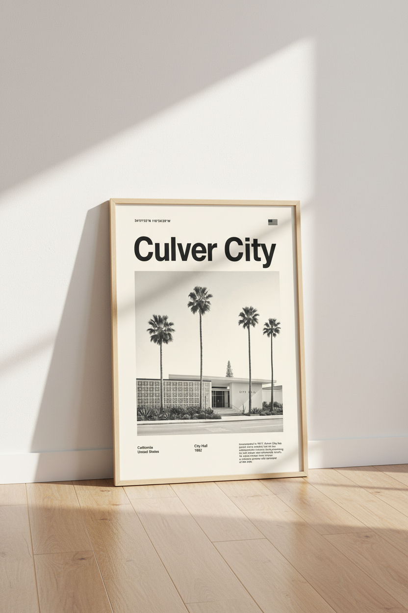 Culver City California Art Print | Mid-Century Modern Decor | Vintage Style Poster