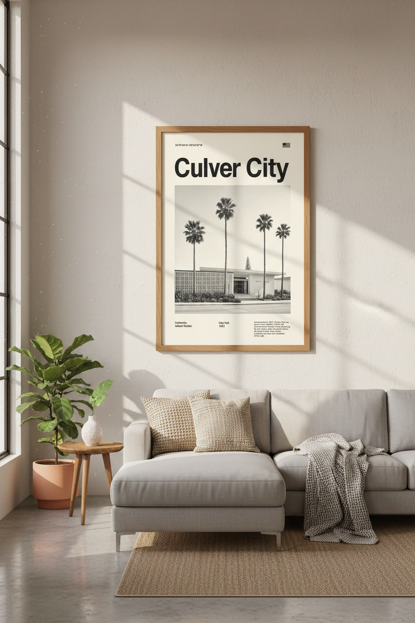 Culver City California Art Print | Mid-Century Modern Decor | Vintage Style Poster