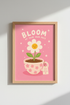 Retro Floral Art Print | Pink Daisy Positive Quote | Cute Nursery Dorm Decor