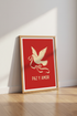 Paz y Amor Dove Wall Art | Red Minimalist Poster, Spanish Modern Room Decor