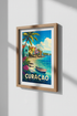 Curacao Travel Poster | Colorful Caribbean Wall Art, Retro Tropical Decor