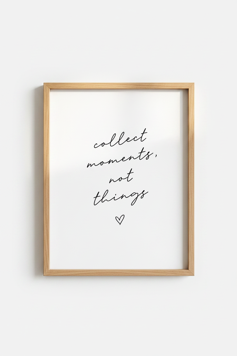 Collect Moments Not Things Wall Art | Minimalist Quote Poster | Modern Home Decor