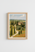 Tuscan wall art | Rustic countryside tones, sunlit hills | Living room decor