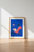 Reading Man Wall Art Print | Blue & Pink Minimalist Decor | Book Lover Poster