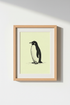 Minimalist Penguin Wall Art Print | Living Room Decor | Pale Yellow Poster