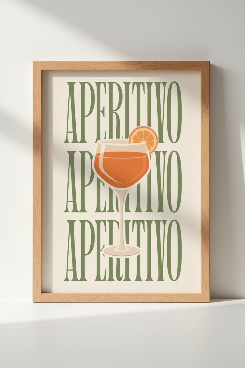 Mid Century Cocktail Poster | Retro Aperitivo Spritz Art, Kitchen &amp; Home Bar Decor
