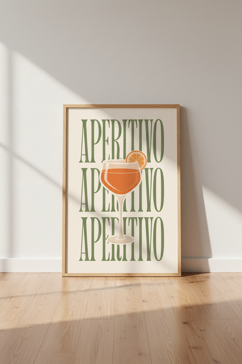Mid Century Cocktail Poster | Retro Aperitivo Spritz Art, Kitchen &amp; Home Bar Decor