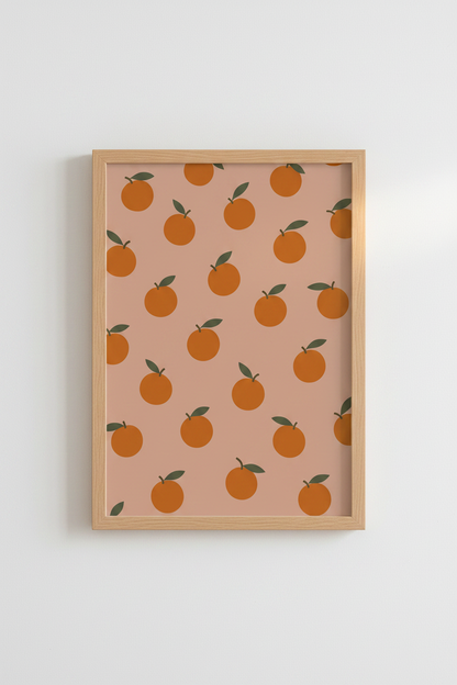 Minimalist Orange Pattern Wall Art | Kitchen Decor | Boho Citrus Poster