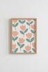Tulip Floral Art Print | Pink & Sage Minimalist Poster, Nursery & Bedroom Decor