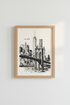 NY City Sketch Wall Art Print | Brooklyn Bridge Skyline, Minimalist NYC Poster